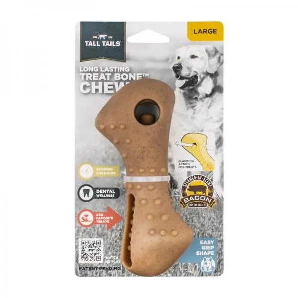 chew proof water bottle for small pets Tall Tails D Treat Bone Chew Bully Stick Holder L 7"