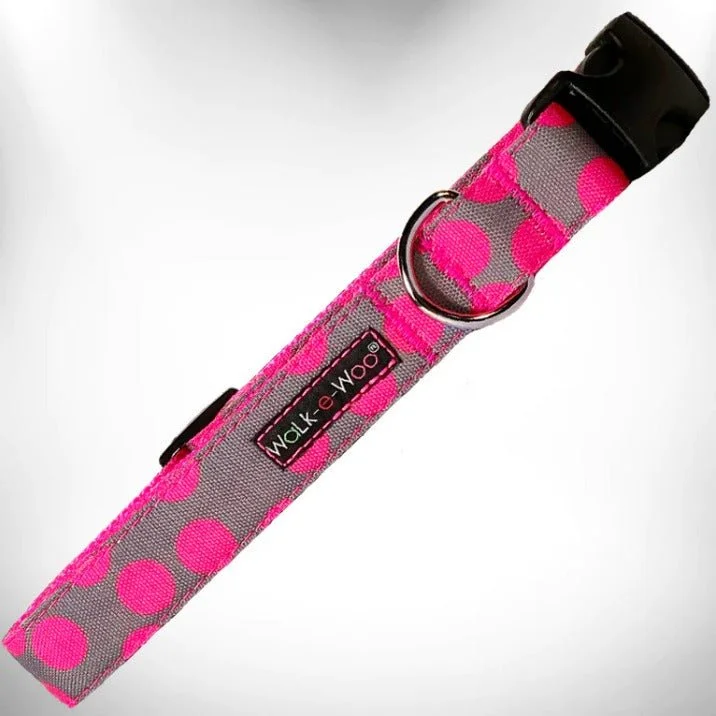dog flea comb fine-toothed Walk-e-Woo Collar Dot Grey/Pink