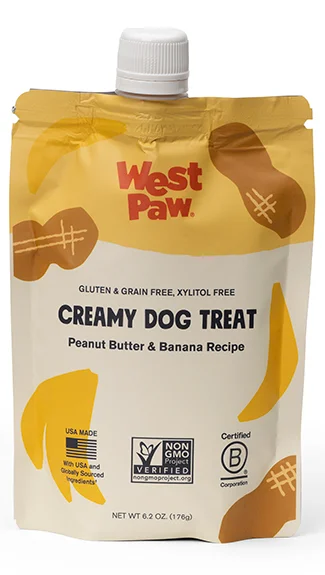 indestructible chew toys for aggressive dogs West Paw Creamy Dog Treat: Peanut Butter & Banana indestructible chew toys for aggressive dogs West Paw Creamy Dog Treat: Peanut Butter & Banana
