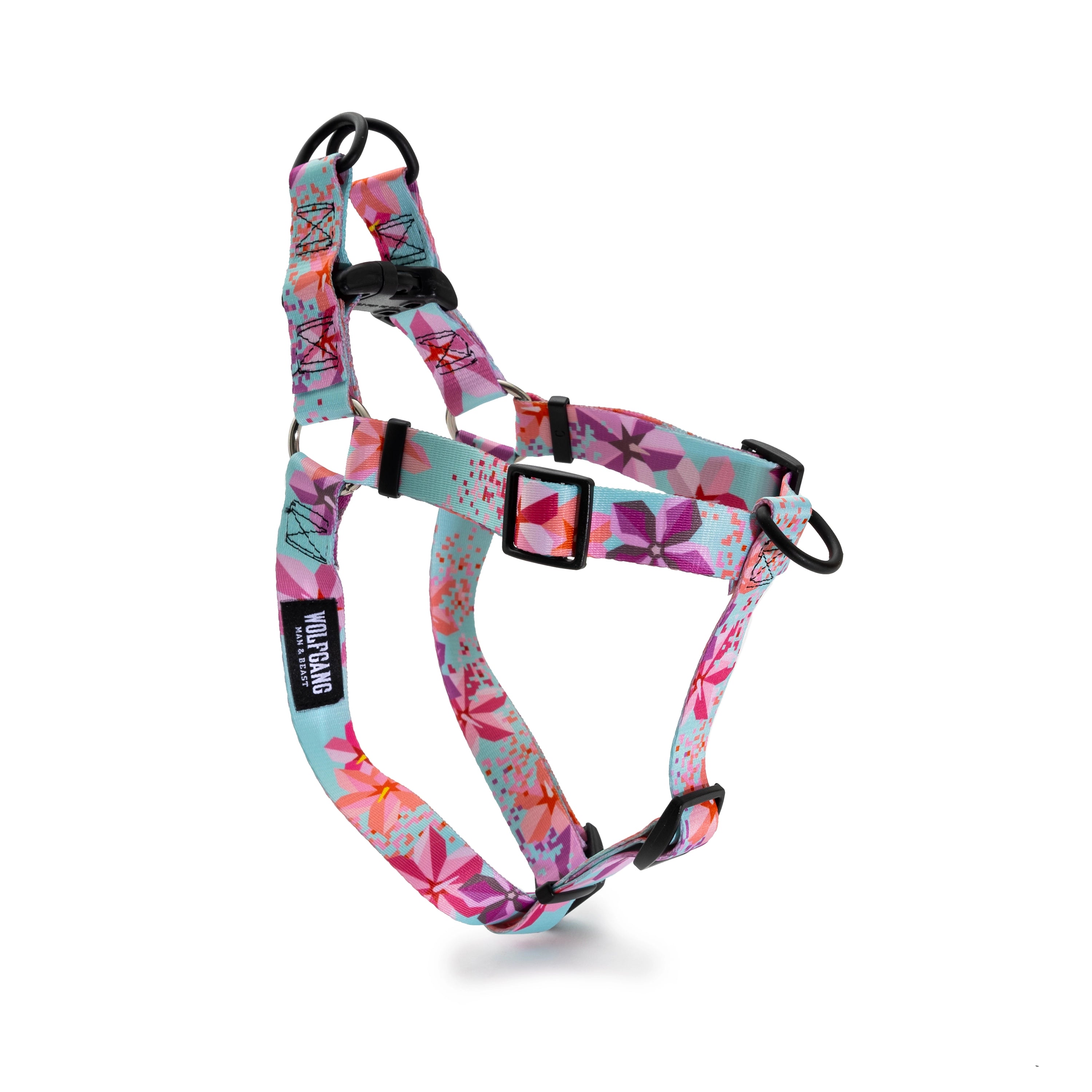 best puppy teething toys Wolfgang DigiFloral Adjustable Dog Harness, Pink and Blue