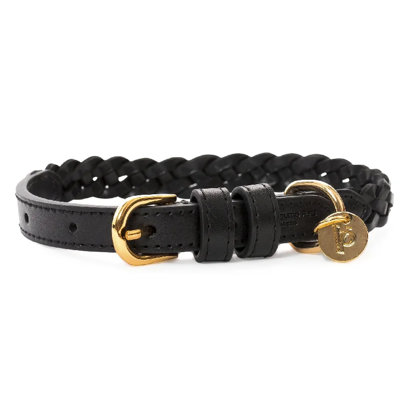 non-slip reptile climbing branch Woven Dog Collar: Black