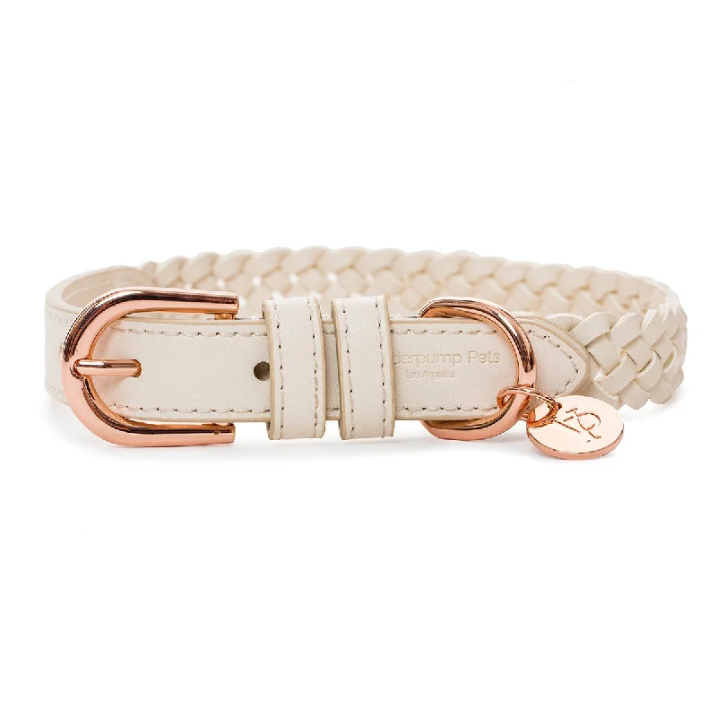 multi-level cat tree tower Woven Dog Collar: Cream