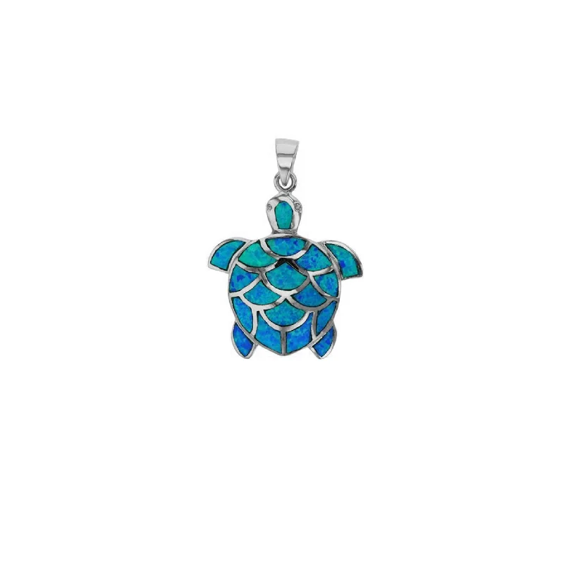 vintage-style garnet ring Blue Opal Turtle Pendant (Silver)