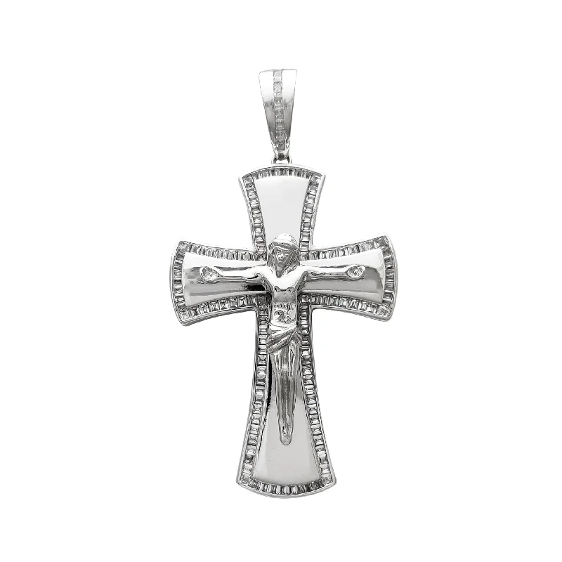 real turquoise drop earrings Channel Setting Crucifix Pendant (Silver)