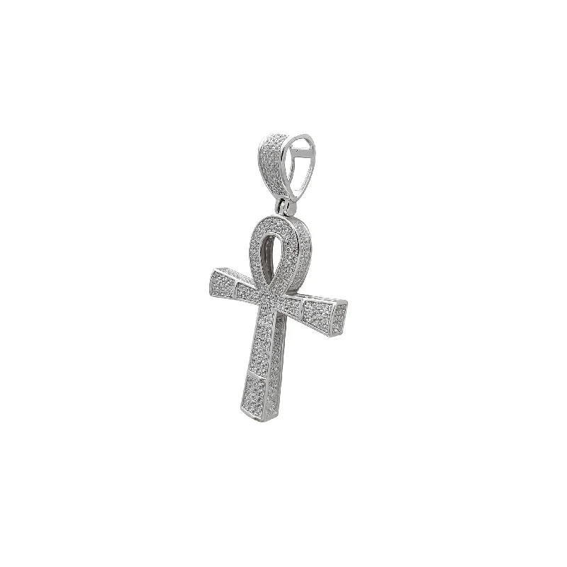real tourmaline birthstone ring Iced-out Ankh Pendant (Silver)