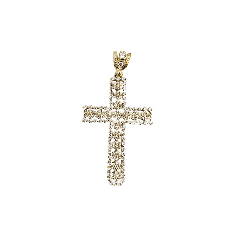 modern geometric silver ring Iced-Out Cross Pendant (10K)