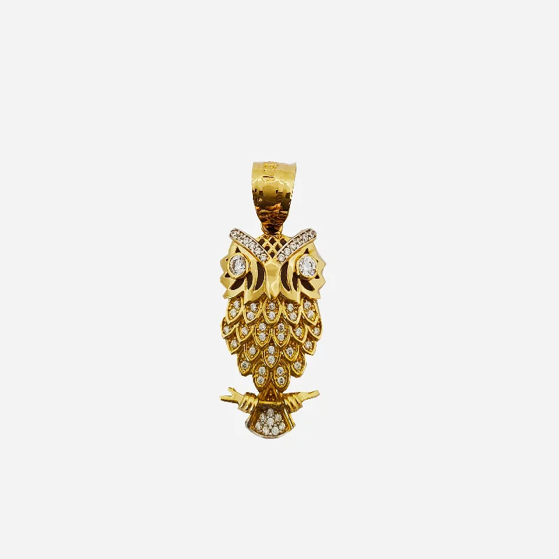 chunky chain necklace trendy Iced-out Owl Pendant