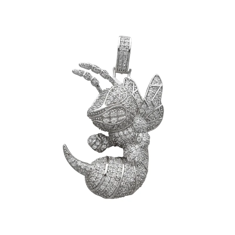 celestial astrology sign ring Iced-Out Puffy Bee Pendant (Silver)