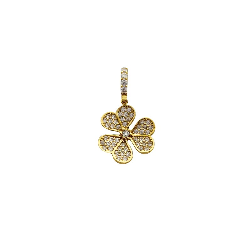men’s engraved stainless steel bracelet Iced Out Shamrock Pendant (14K)