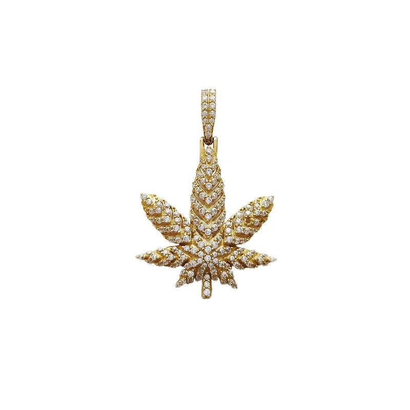 handcrafted beaded hoop earrings Icy Veins Cannabis Leaf Pendant (14K)
