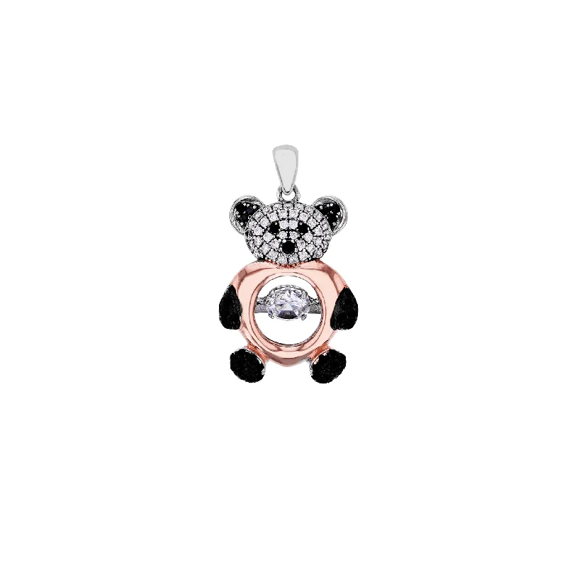 birthstone stacking rings set Pave Teddy Bear Pendant (Silver)