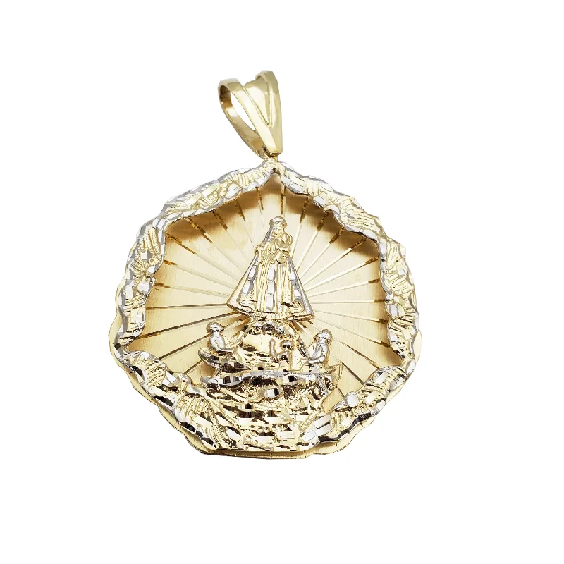 minimalist crystal quartz ring Two-tone Caridad del Cobre Medallion Pendant (14K)