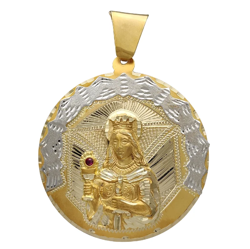 black diamond eternity band Two-Tone Saint Barbara Medallion Pendant (14K)