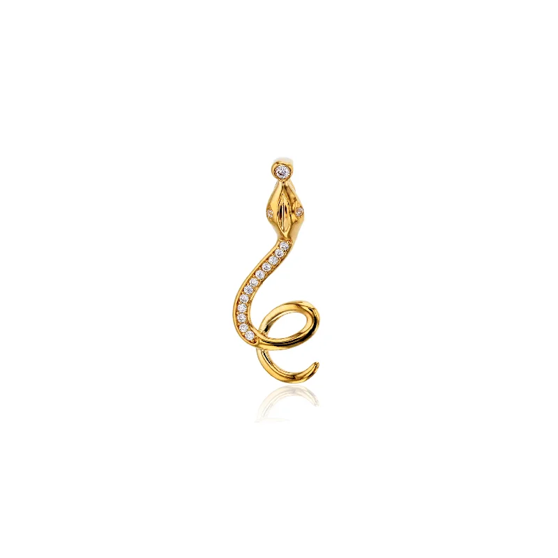 gold-plated figaro chain Yellow Gold CZ Snake Pendant (14K)